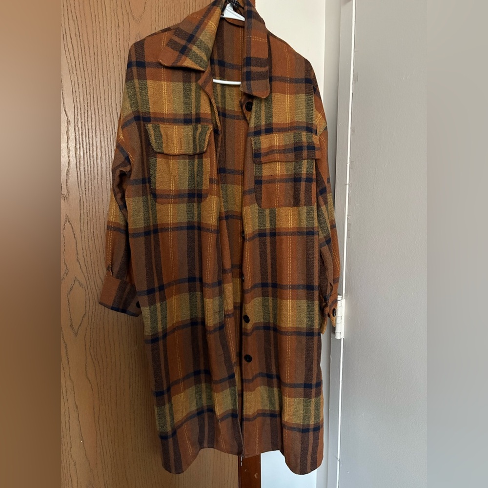 Amazon Plaid Trench Coat - Brown and Tan